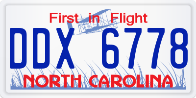 NC license plate DDX6778