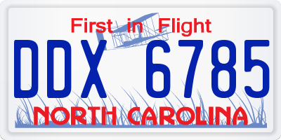 NC license plate DDX6785