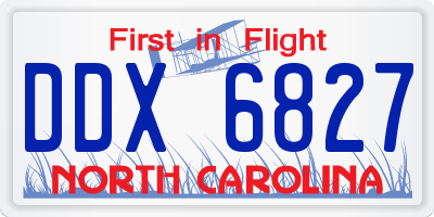 NC license plate DDX6827