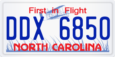NC license plate DDX6850
