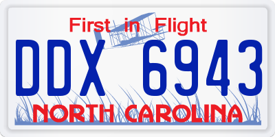 NC license plate DDX6943