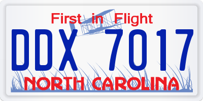 NC license plate DDX7017