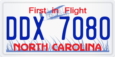 NC license plate DDX7080