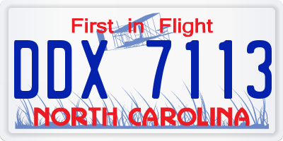 NC license plate DDX7113