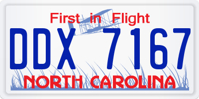 NC license plate DDX7167