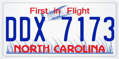 NC license plate DDX7173