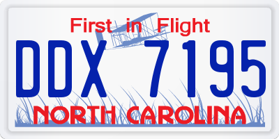 NC license plate DDX7195