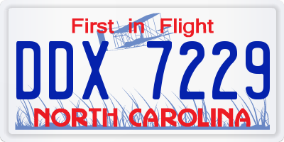 NC license plate DDX7229