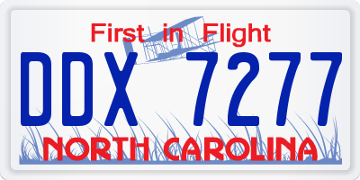 NC license plate DDX7277