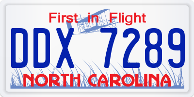 NC license plate DDX7289