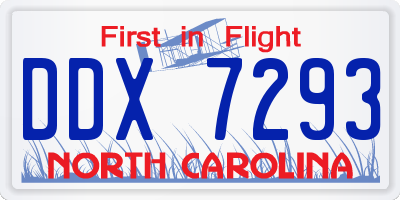 NC license plate DDX7293
