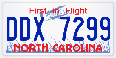 NC license plate DDX7299