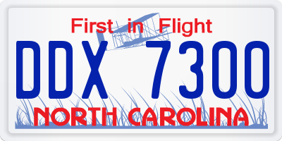 NC license plate DDX7300