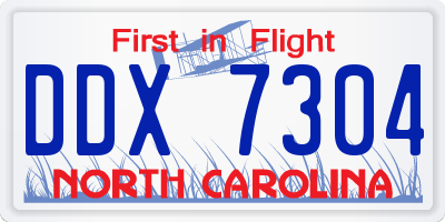 NC license plate DDX7304