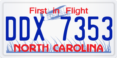 NC license plate DDX7353