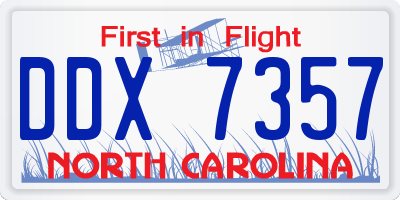 NC license plate DDX7357