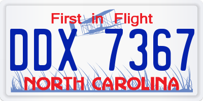 NC license plate DDX7367