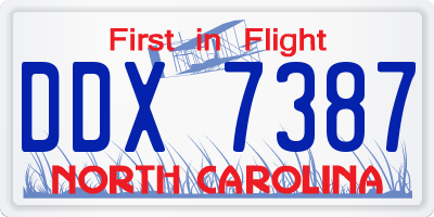 NC license plate DDX7387