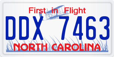 NC license plate DDX7463