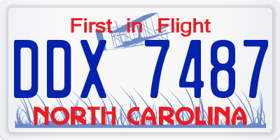 NC license plate DDX7487