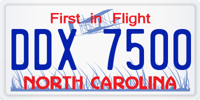 NC license plate DDX7500