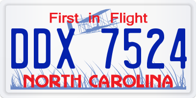 NC license plate DDX7524
