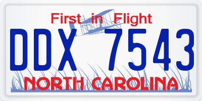 NC license plate DDX7543