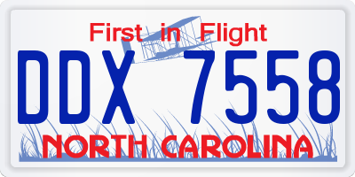 NC license plate DDX7558