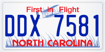 NC license plate DDX7581