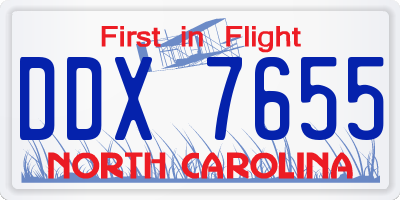 NC license plate DDX7655