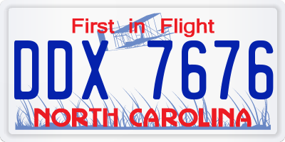 NC license plate DDX7676