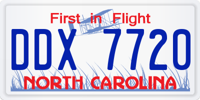 NC license plate DDX7720