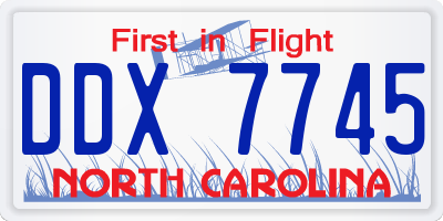 NC license plate DDX7745