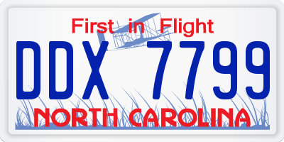 NC license plate DDX7799