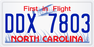 NC license plate DDX7803