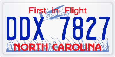 NC license plate DDX7827