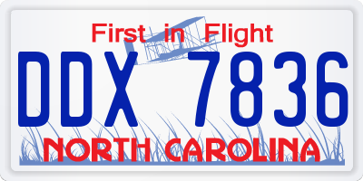 NC license plate DDX7836