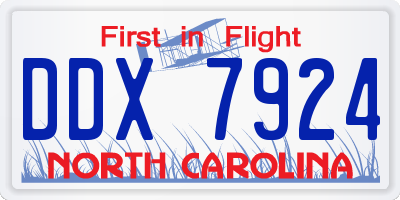 NC license plate DDX7924