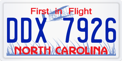 NC license plate DDX7926