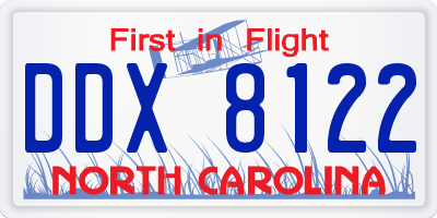NC license plate DDX8122