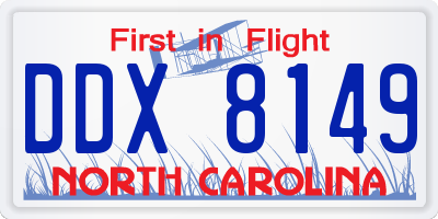 NC license plate DDX8149