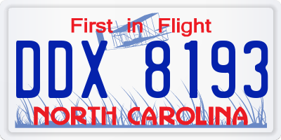 NC license plate DDX8193
