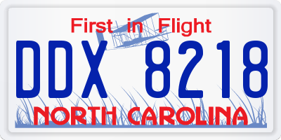NC license plate DDX8218