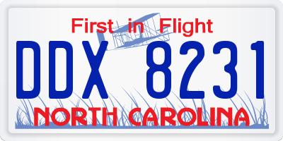 NC license plate DDX8231