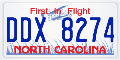 NC license plate DDX8274