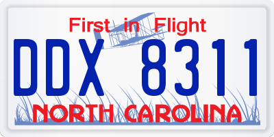 NC license plate DDX8311