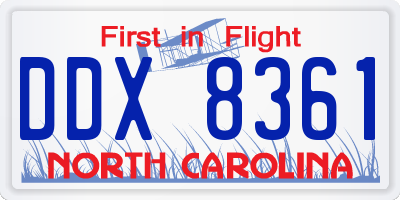 NC license plate DDX8361