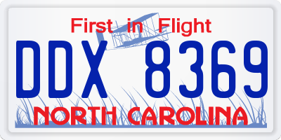 NC license plate DDX8369