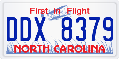 NC license plate DDX8379
