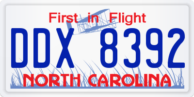 NC license plate DDX8392